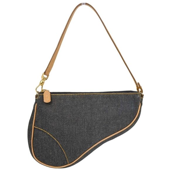 Christian Dior Navy Denim Saddle Handbag - Picture 1 of 10